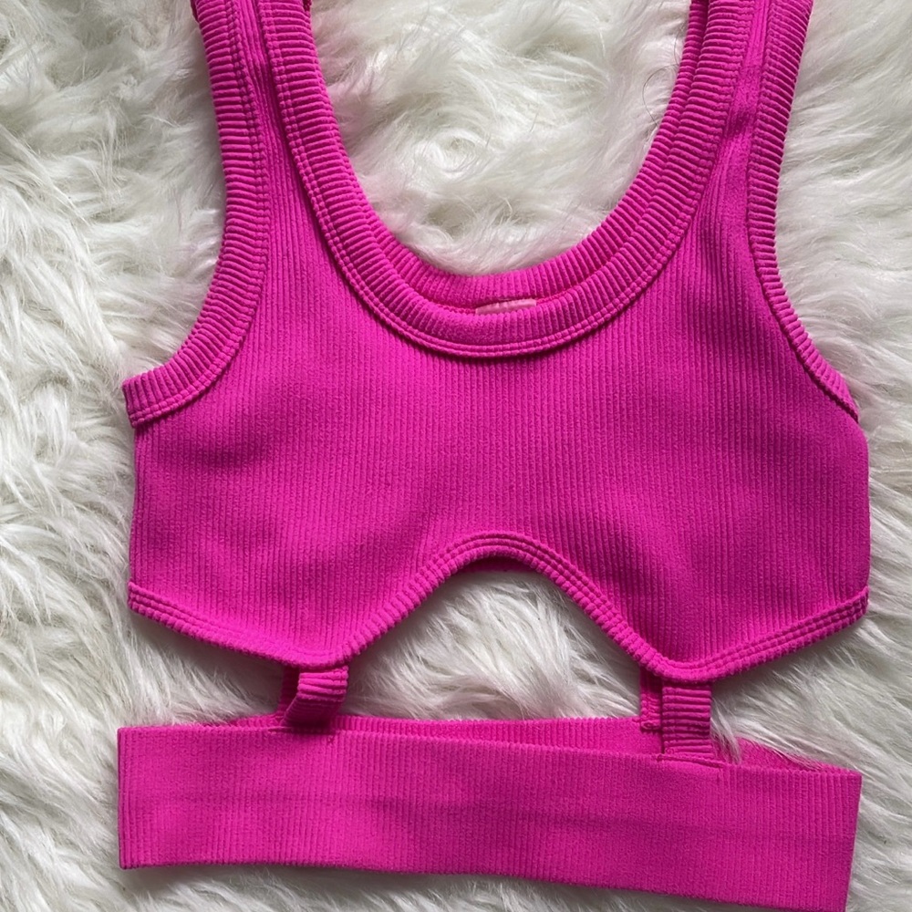 Vibrant Pink Ribbed Crop Top